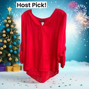 HP🎉 NWT Red Silk Matty M top  S
